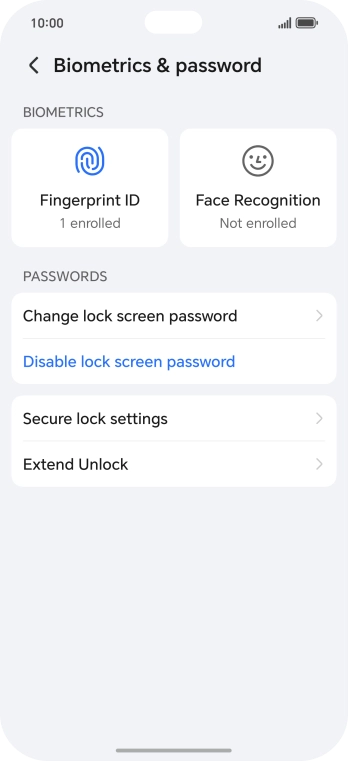 Press Disable lock screen password and key in the additional phone lock code you created earlier.