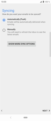 If this screen is displayed, you email account has been recognised and set up automatically. Follow the instructions on the screen to key in more information and finish setting up your phone.