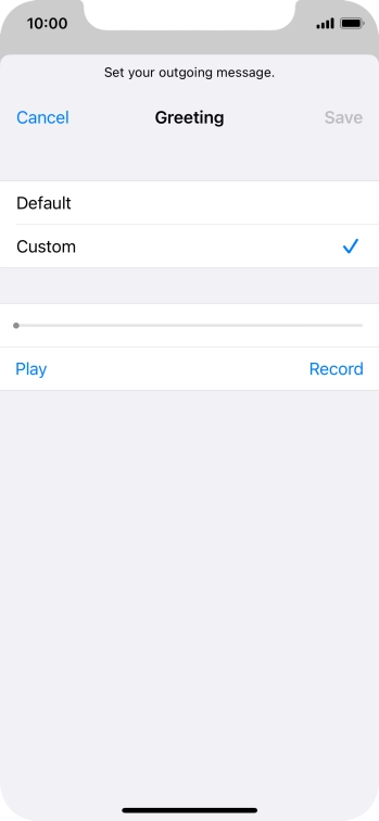 Press Record to start recording a personal greeting.