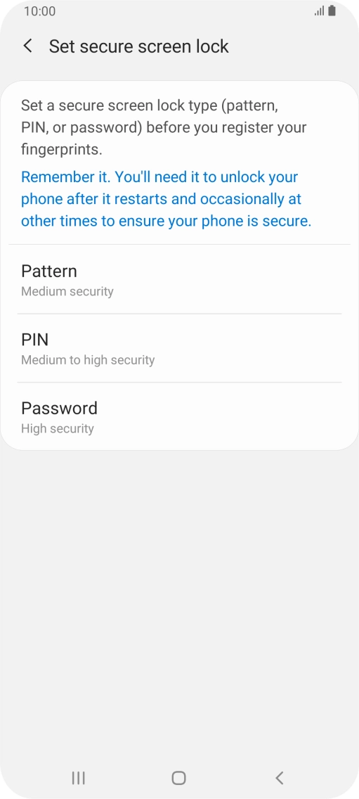 Press the required phone lock code and follow the instructions on the screen to create an additional phone lock code.