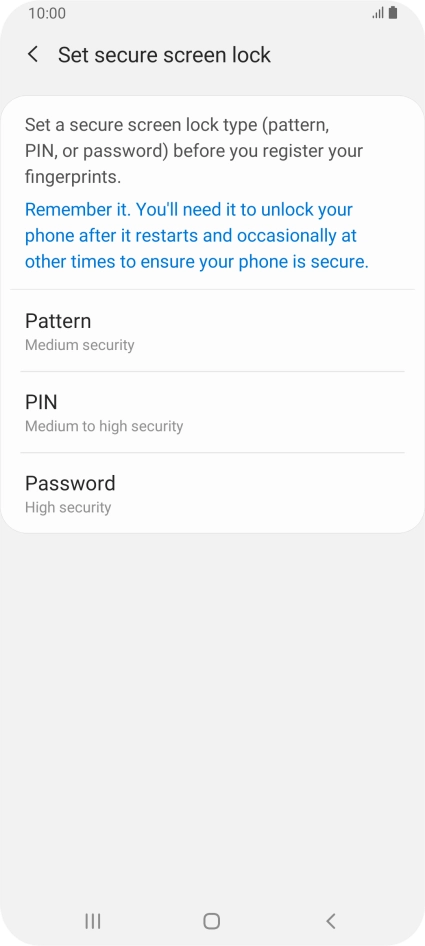 Press the required phone lock code and follow the instructions on the screen to create an additional phone lock code.