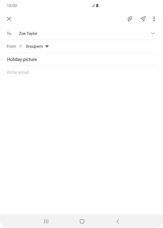 Press the text input field and write the text for your email.