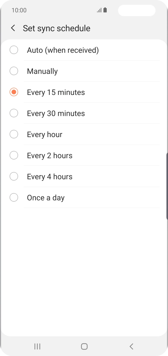 Press the required setting.