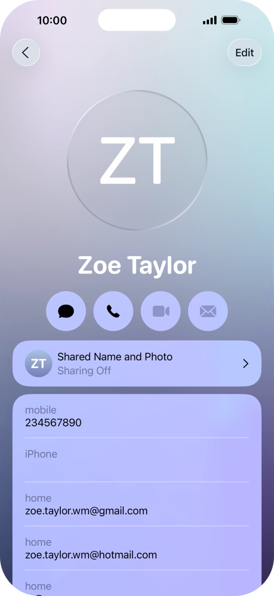 Press Shared Name and Photo.