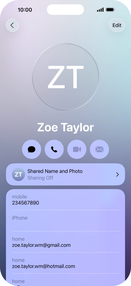 Press Shared Name and Photo.