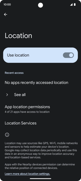 Press App location permissions.