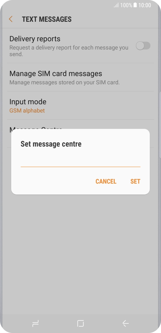 Key in +447958879879 and press SET.