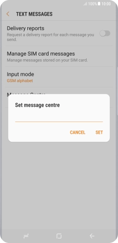 Key in +447958879879 and press SET.