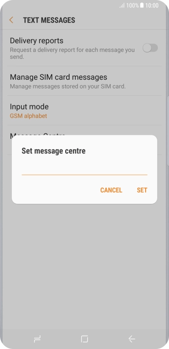 Key in +447958879879 and press SET.