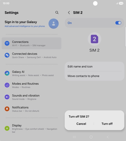 If you turn off use of the price plan, press Turn off.