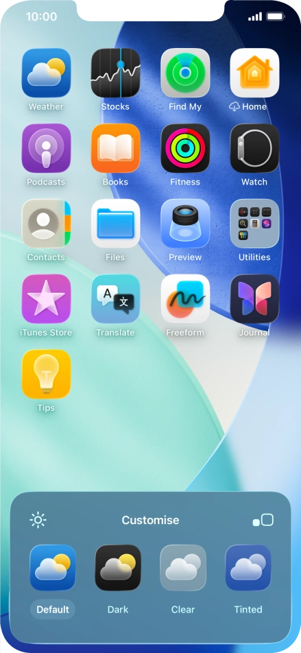 Press the required setting to select the size of app icons on the home screen.