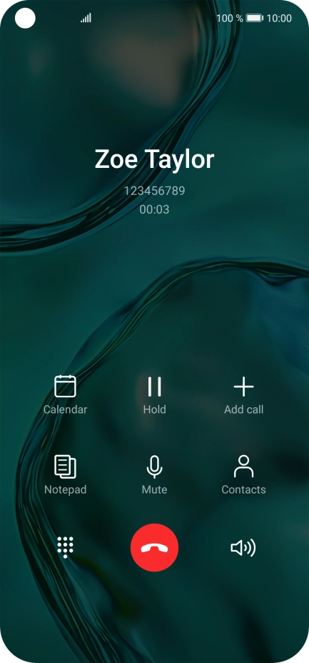 Press the end call icon.
