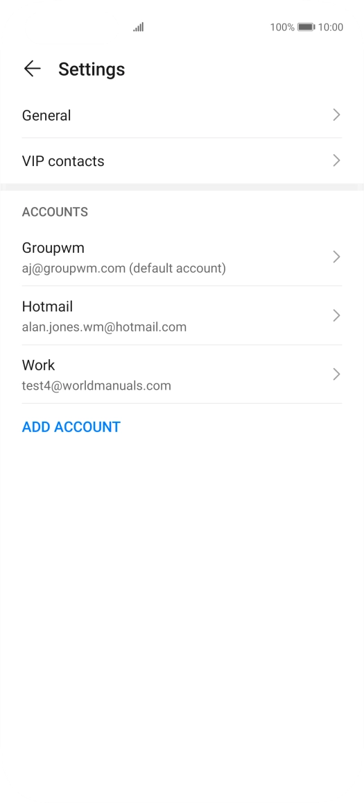 Press the required email account.
