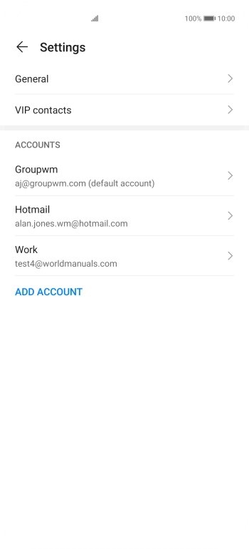 Press the required email account.