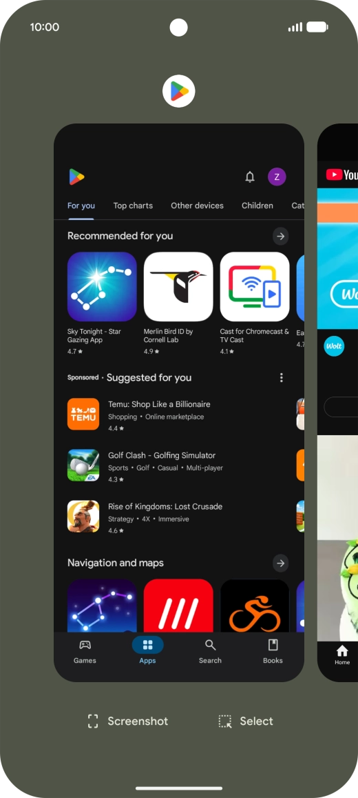 To end one running application, slide your finger upwards on the required application.