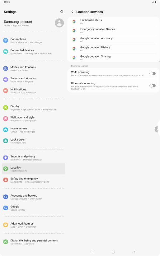 Press Google Location Accuracy.