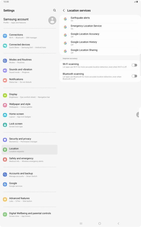 Press Google Location Accuracy.
