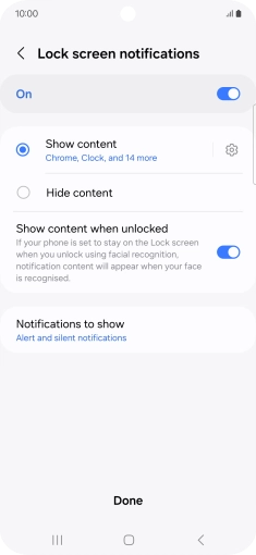 Press the required settings to turn them on or off.