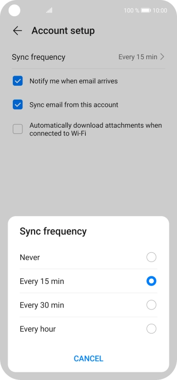 Press the required setting.