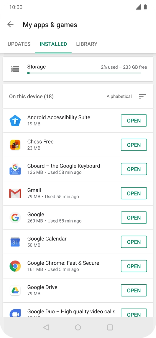 Press the required app.