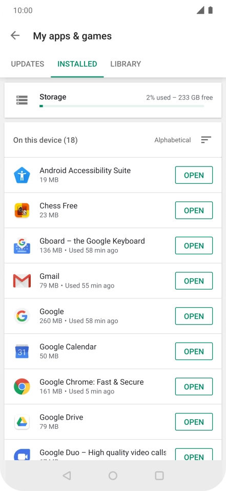 Press the required app.