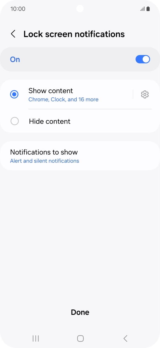 Press the required settings to turn them on or off.