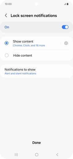 Press the required settings to turn them on or off.