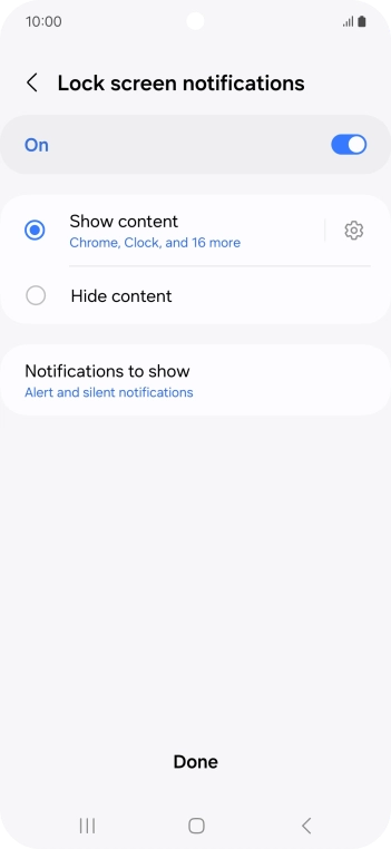 Press the required settings to turn them on or off.