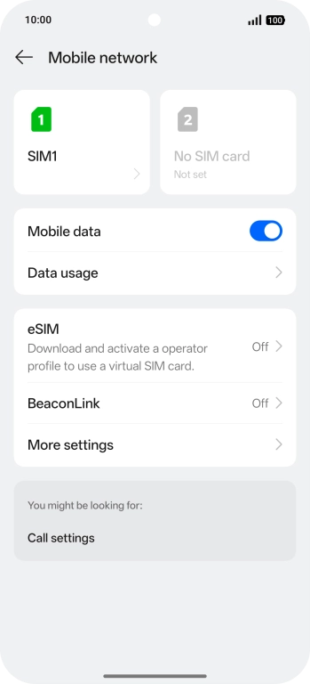 Press the name of the SIM.