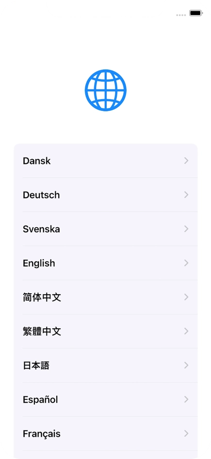 Press the required language.