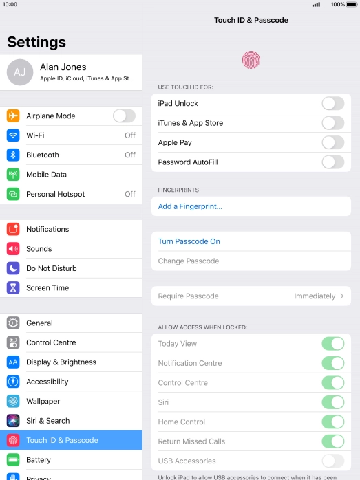 Press Add a Fingerprint... and follow the instructions on the screen to add your fingerprint.