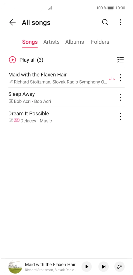 Press the required category and go to the required audio file.