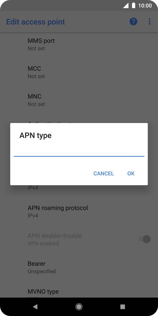 Key in default and press OK.