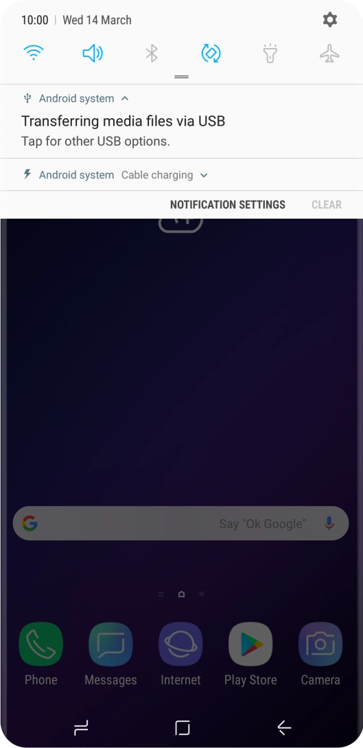 Press Tap for other USB options..