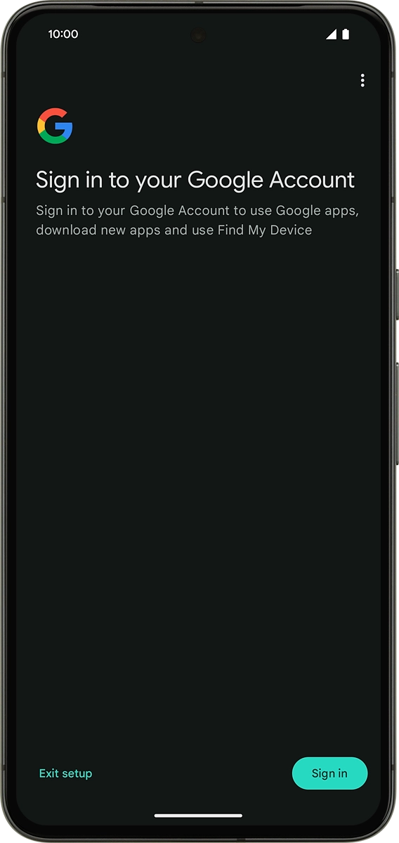 On your phone: Press Sign in to log on with your Google account.
