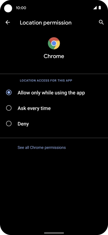 Press the required setting.