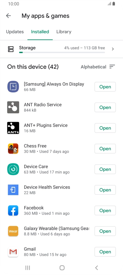 Press the required app.