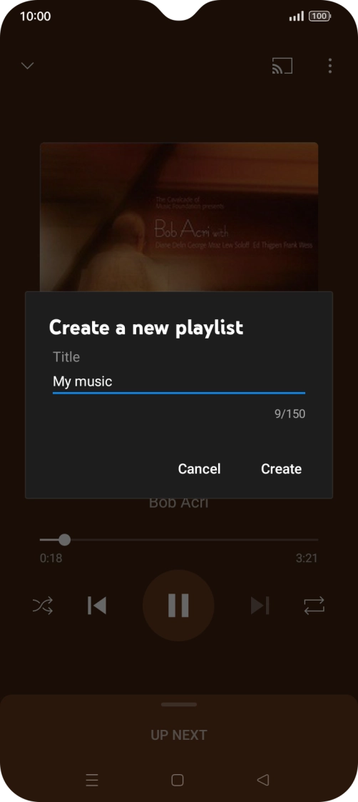 Key in a name for the playlist and press Create.
