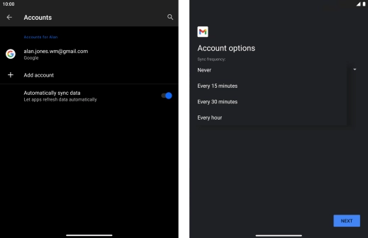 Press the required setting.