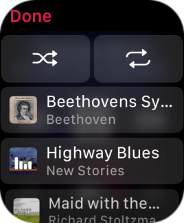 Press the shuffle icon to turn the function on or off.