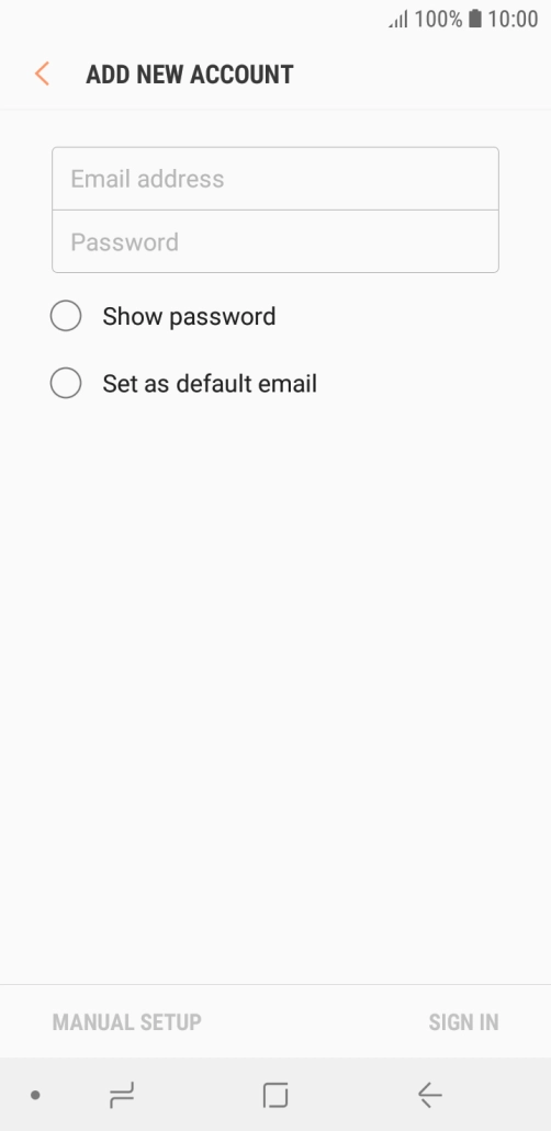 Press Email address and key in your email address.