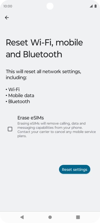 Press Reset settings.