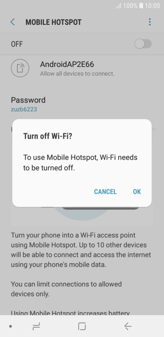 If Wi-Fi is turned on, press OK.
