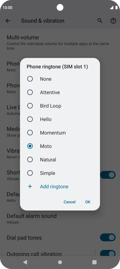 Press Add ringtone and go to the required folder.