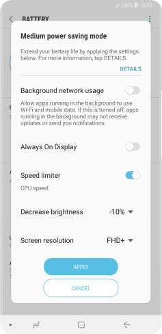 Press APPLY to turn on the function.
