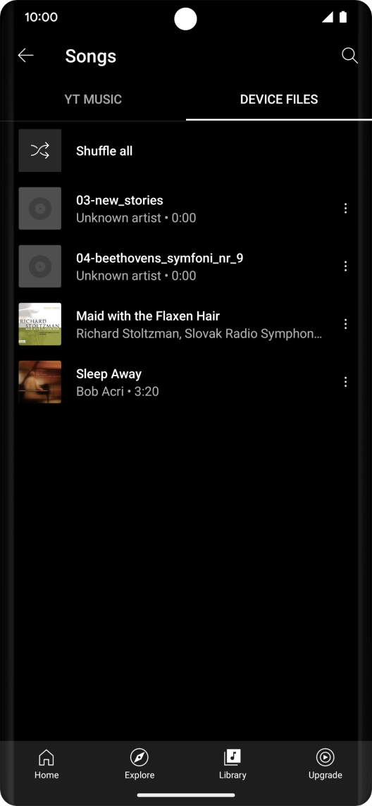 Press the required audio file.