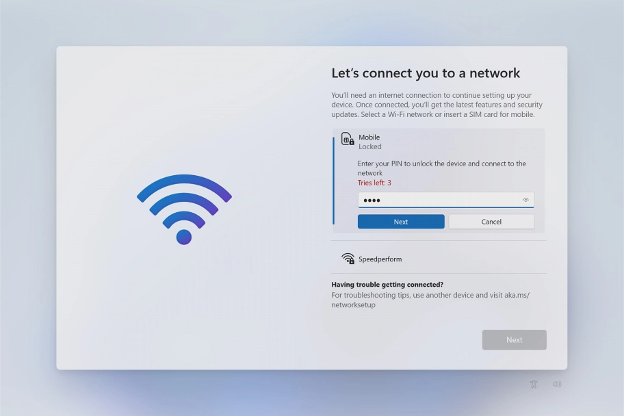 Key in your PIN and click Next. The default PIN is 1111.