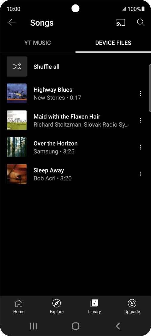 Press the required audio file.