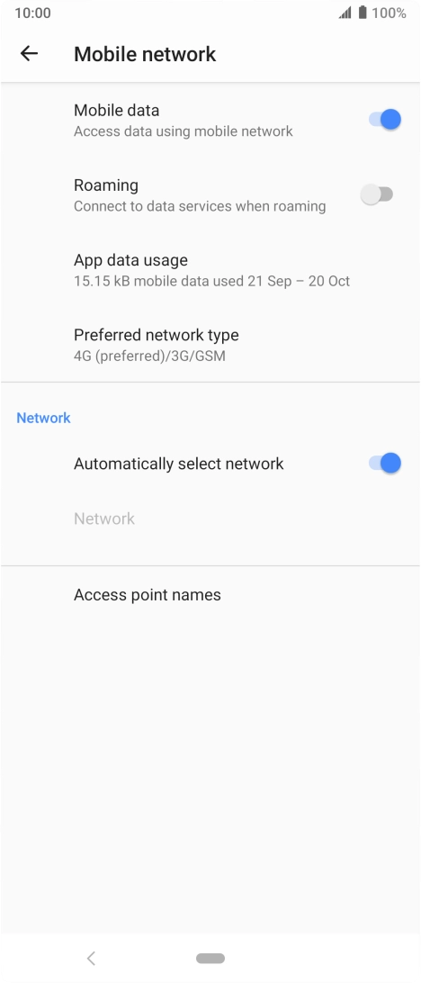 Press Preferred network type.