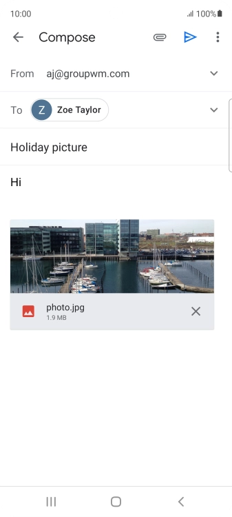 Press the send icon when you've finished your email.